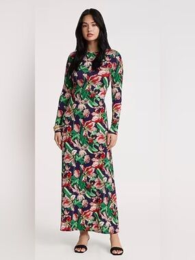 Floral Express Open-Back Maxi Dress NWOT sz XL purple red